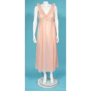 Vintage RO-VEL Peignoir Robe Nightgown Negligee Front Tie Sleeveless size M /743